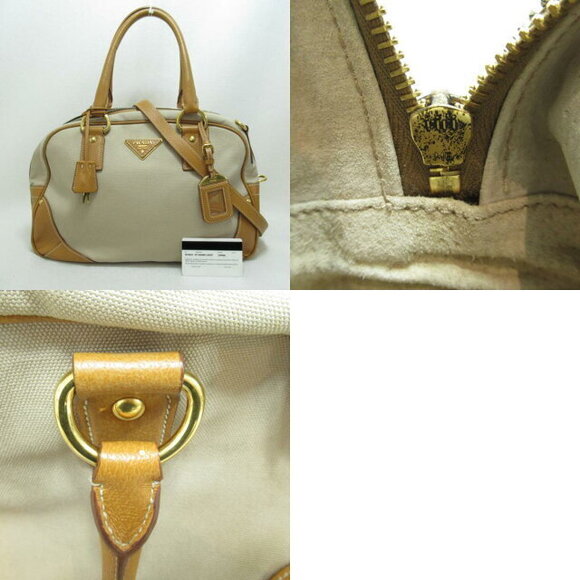 Prada Leather Brown Boston Canvas Bag - Picture 10 of 10